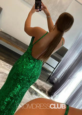 Grace |Long Green Prom Dresses Near Me With Mermaid Spaghetti Straps Sequins Backless - Price #price_variant_lowest# - Green - PromDressClub